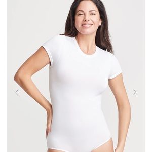 NWT Yummie Nylon Short Sleeve Shaping Full Back Bodysuit